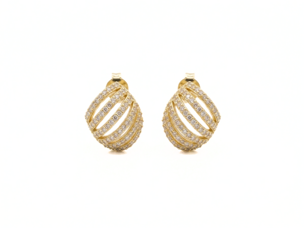 Zircon Stone Gold Earrings