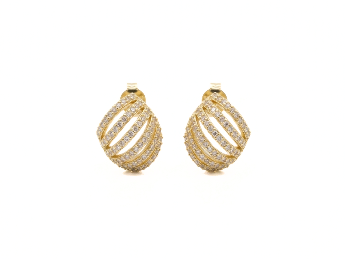 Zircon Stone Gold Earrings