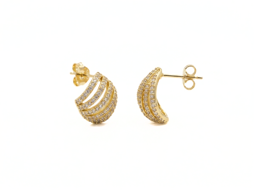 Zircon Stone Gold Earrings