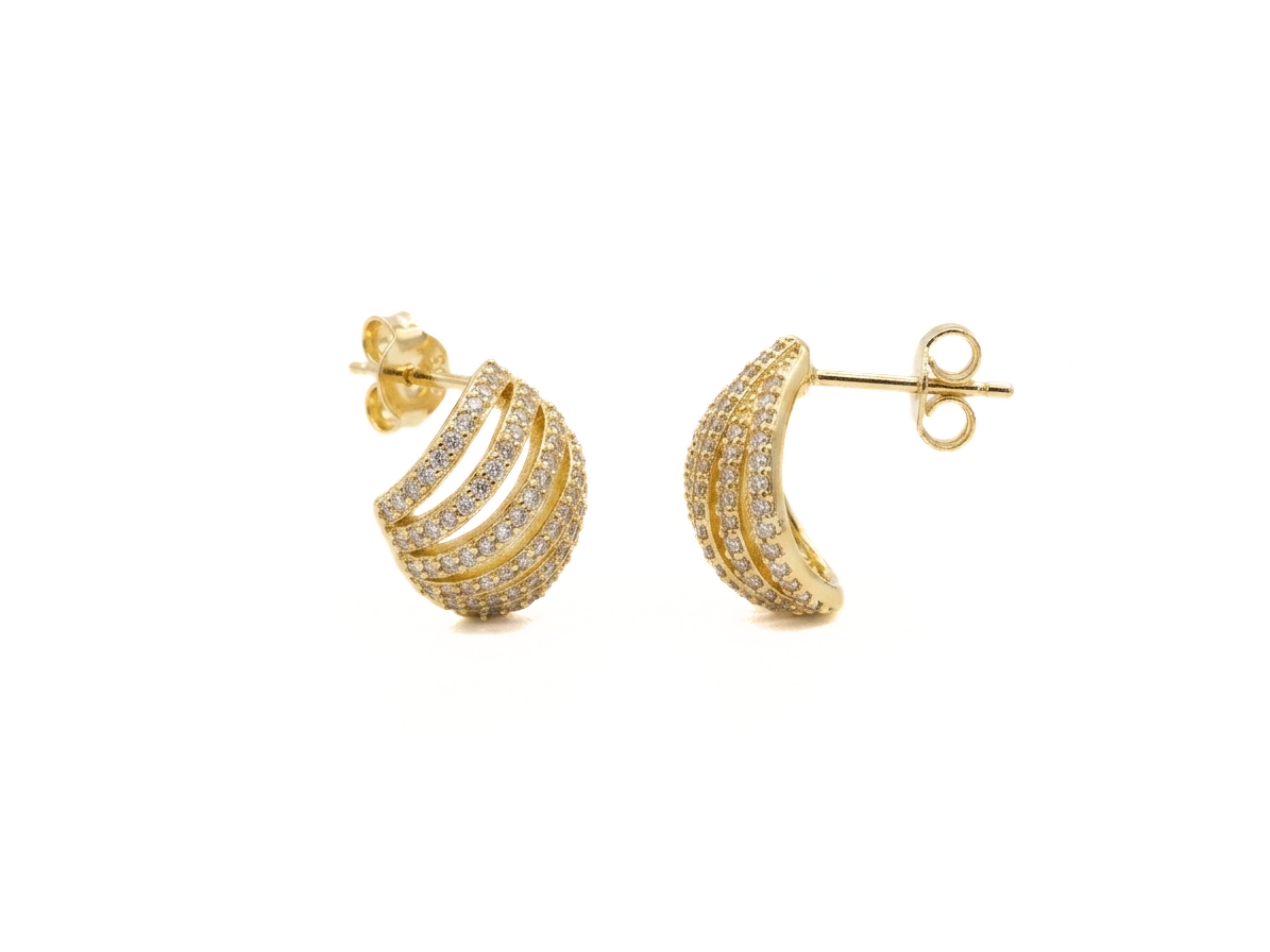 Zircon Stone Gold Earrings