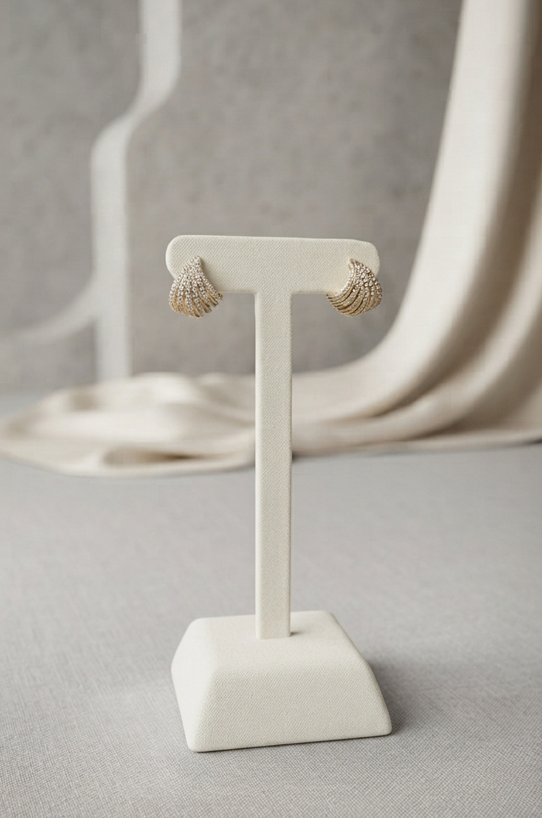 Zircon Stone Gold Earrings