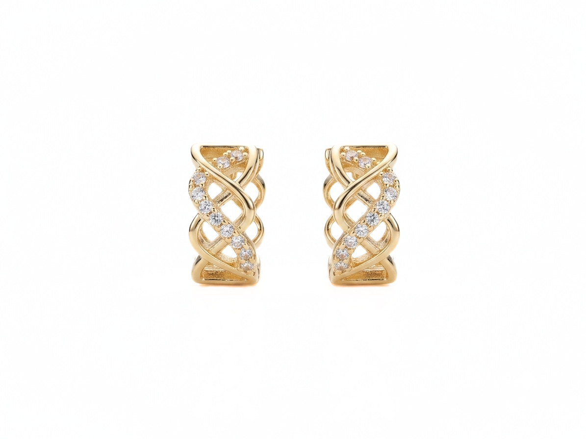 Hollow Line Twist Design Hoop Earrings