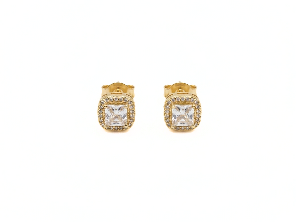 Gold Square Stud Earrings