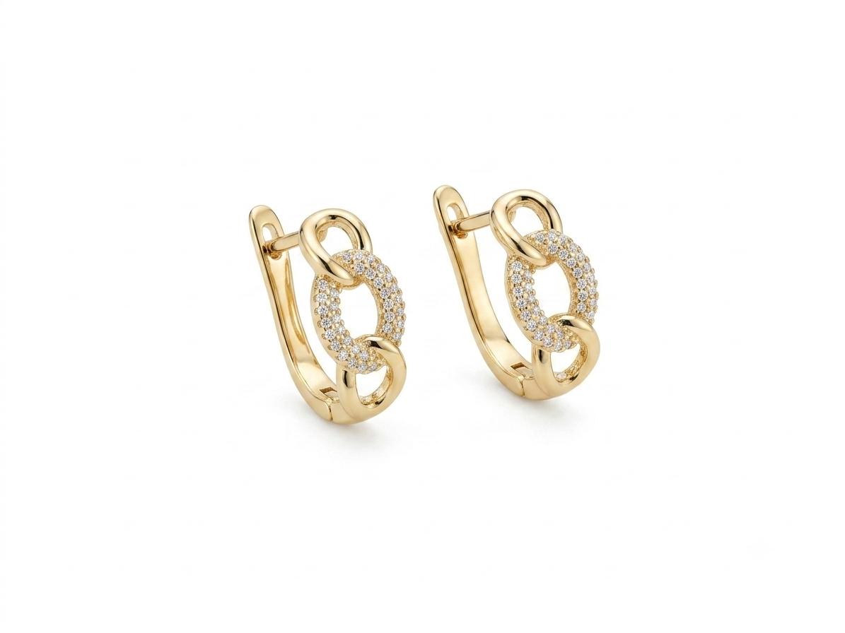 Chain Design Hoop Earrings