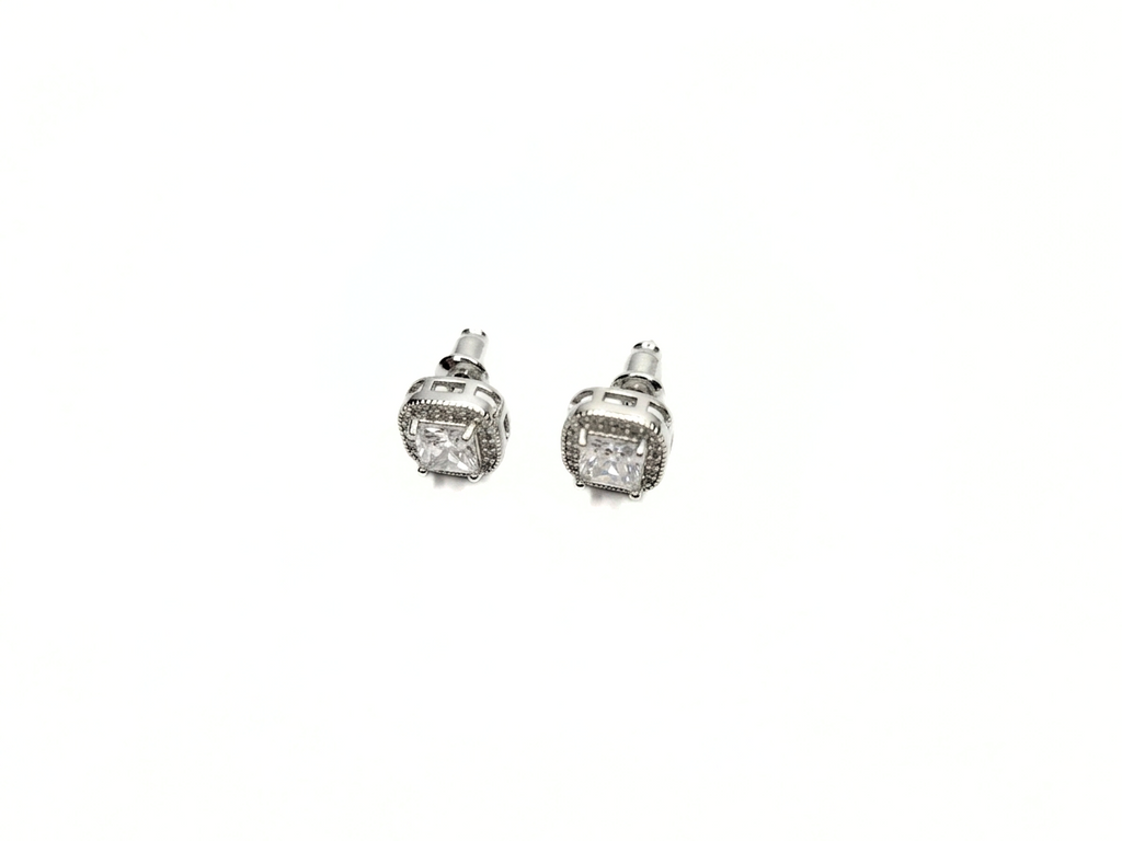 Silver Square Stud Earrings