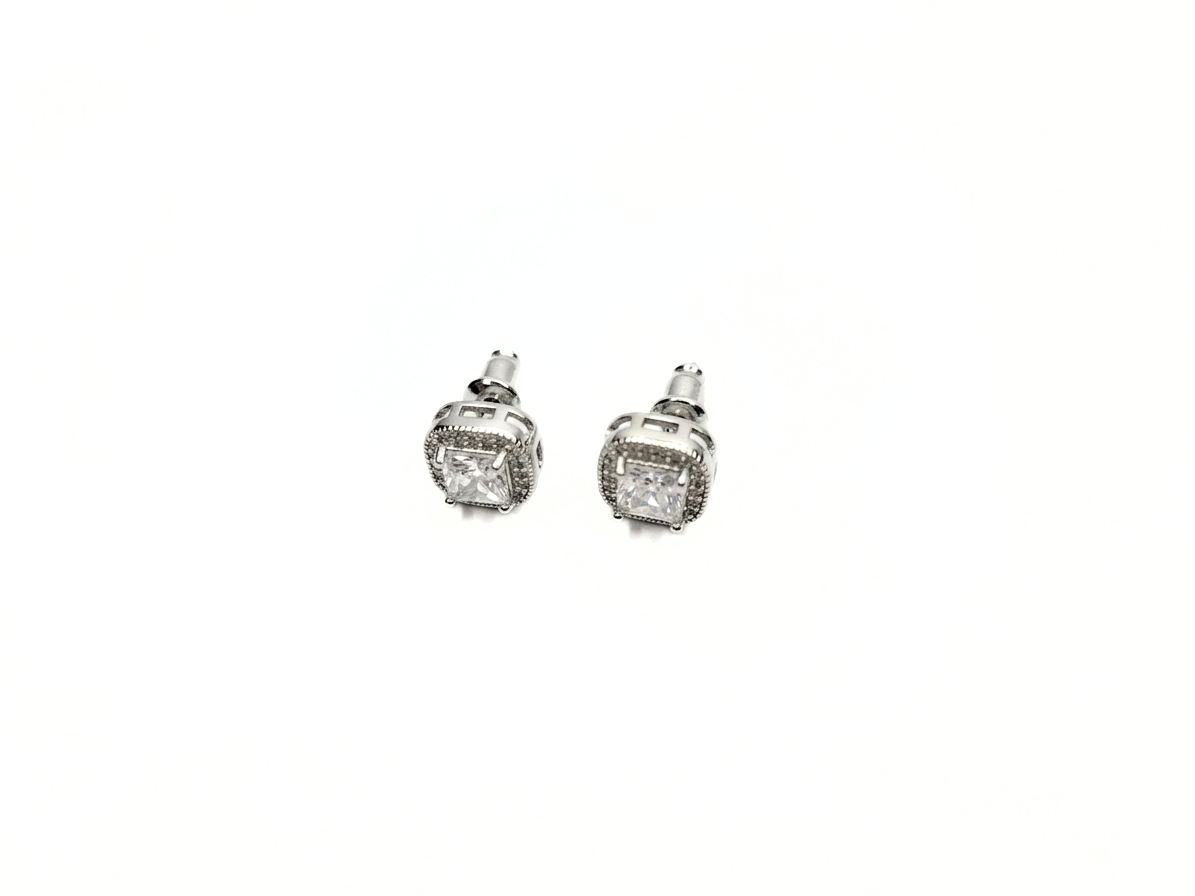 Silver Square Stud Earrings
