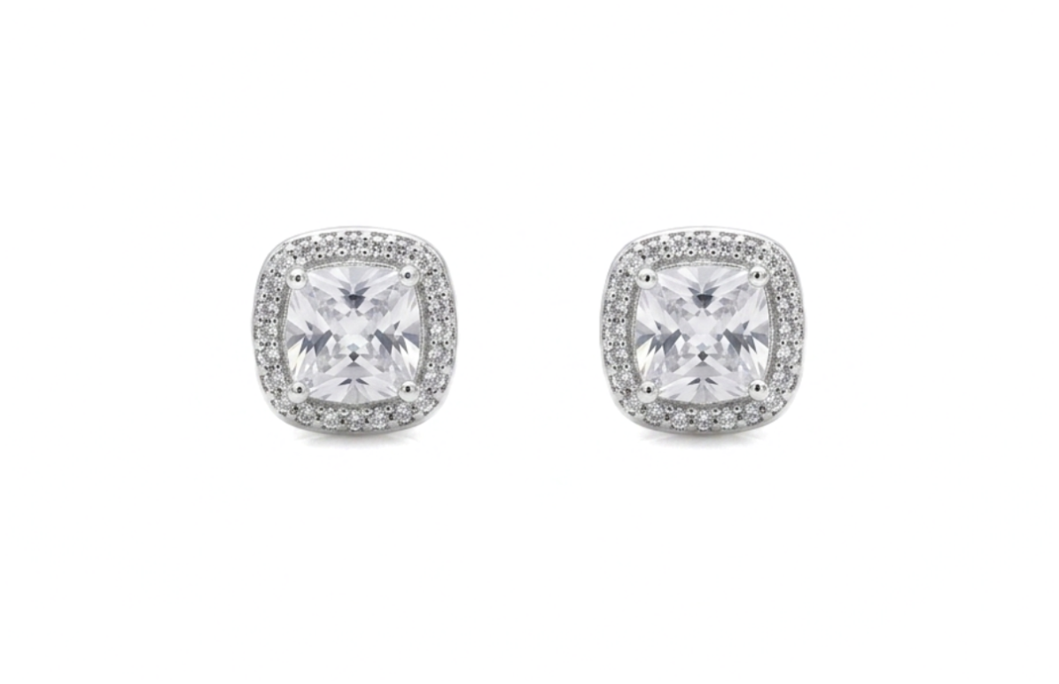 Silver Square Stud Earrings