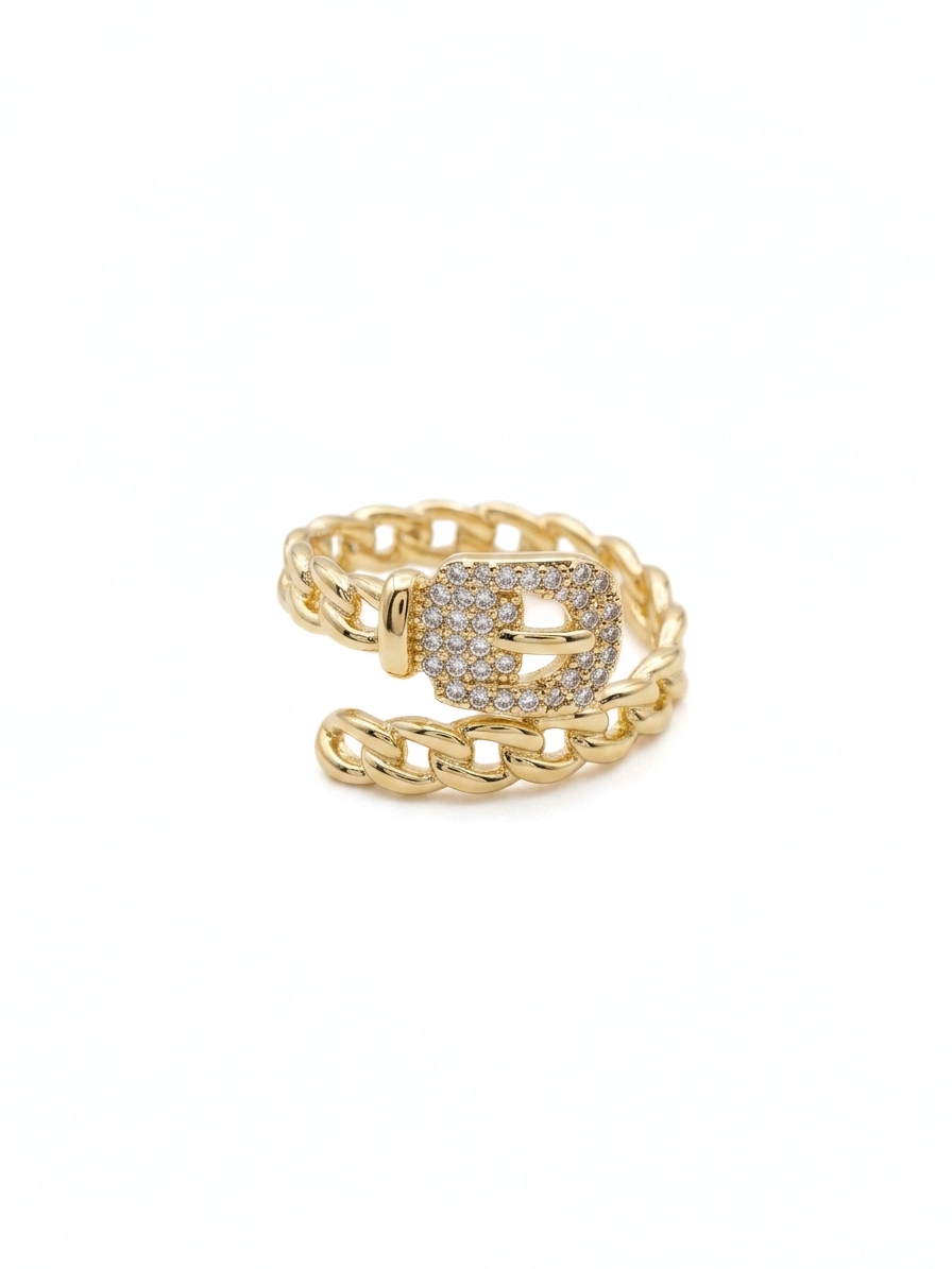 Gold Chain Buckle Ring