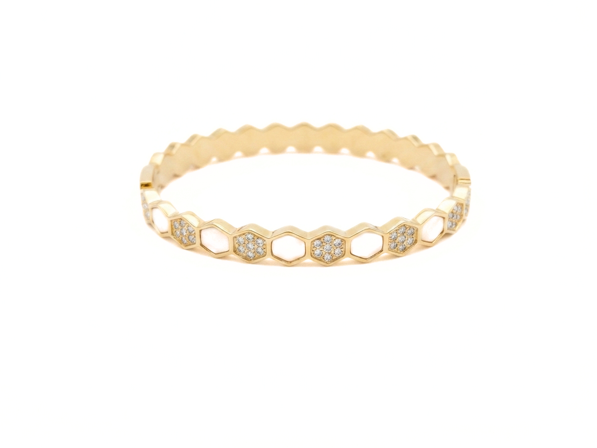 Gold Honeycomb Bangle