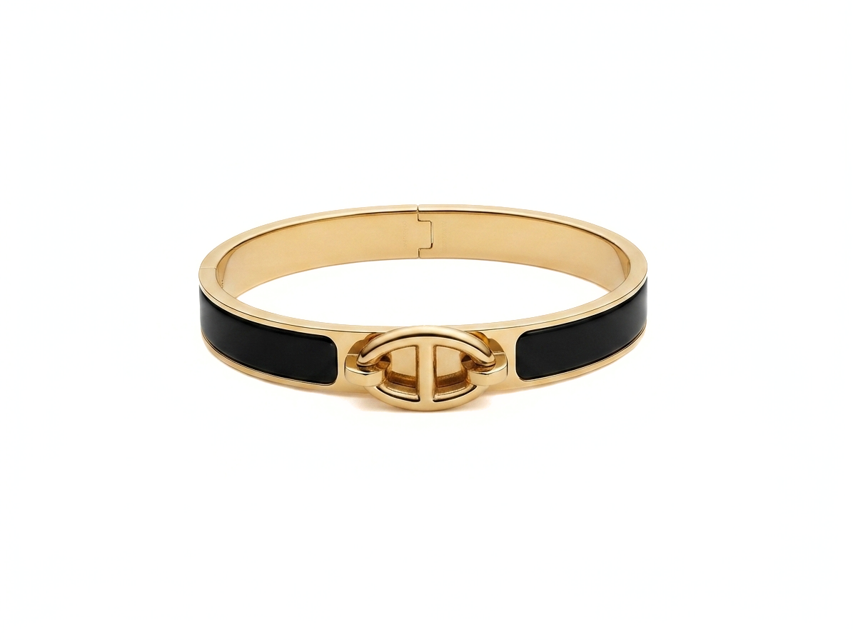 Gold and Black Interlock Bangle